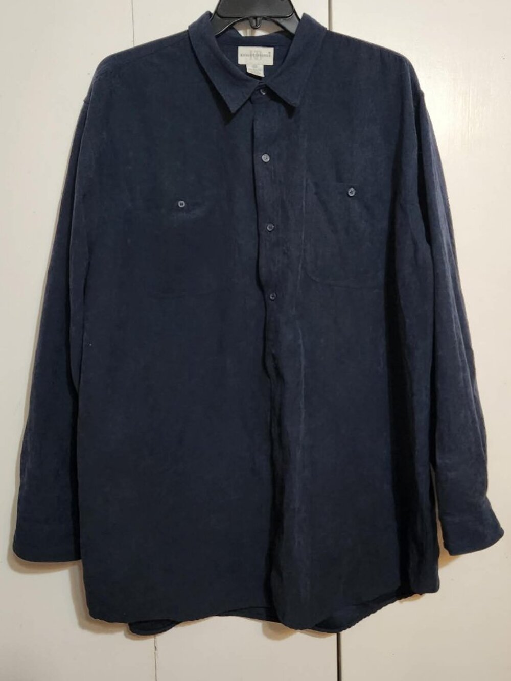Knightsbridge Men’s Tall Shirt Blue Faux Suede Long Sleeve Button Up XXLT 2XLT